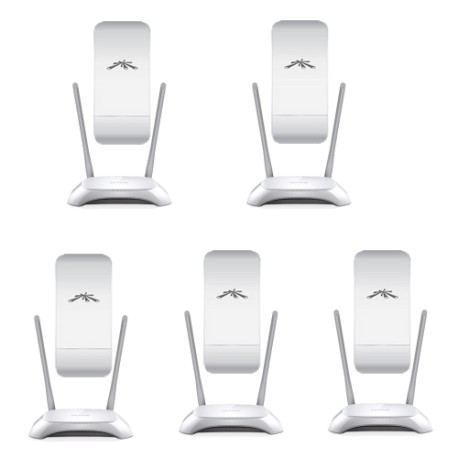 WISP Pack de 5 Nanostation Loco M2 y 5 Router TP-Link WR840N