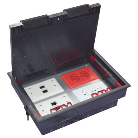 Caja de Piso Thorsman TH-CP-4M, para 4 Módulos Universales, Eléctricos o de Red. No incluye faceplates