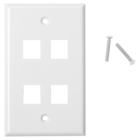 Placa de Pared LinkedPro LP-FP-19, 4 Ptos Keysone, Color Blanco