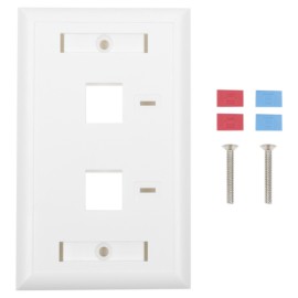 Placa de Pared LinkedPro LP-FP-22, 2 Ptos Keysone, Etiqueta, Color Blanco