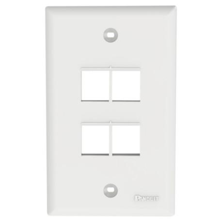 Placa de Pared Panduit NK4FNWH, Keystone, 4 Ptos, Blanco Mate