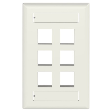 Placa de Pared Panduit NK6FIWY, Keystone, 6 Ptos, Blanco Mate, Espacio Etiquetas